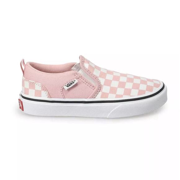 Vans Asher Pink White Checker Board Women's Casual Slip On Sneakers Shoes Size 6 - Picture 2 of 8